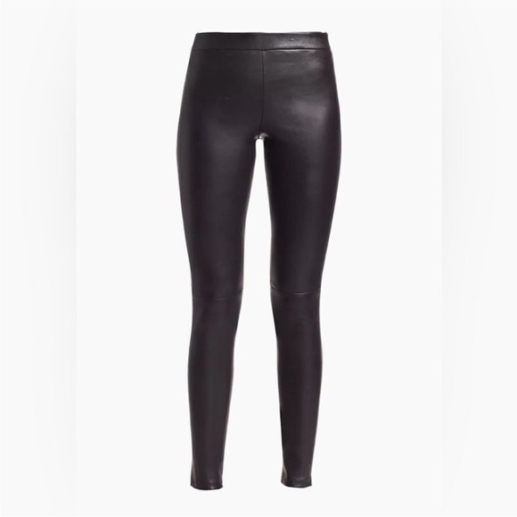 Theory Elegant Black Women's lamb Leather Leggings, US0 - Picture 1 of 14